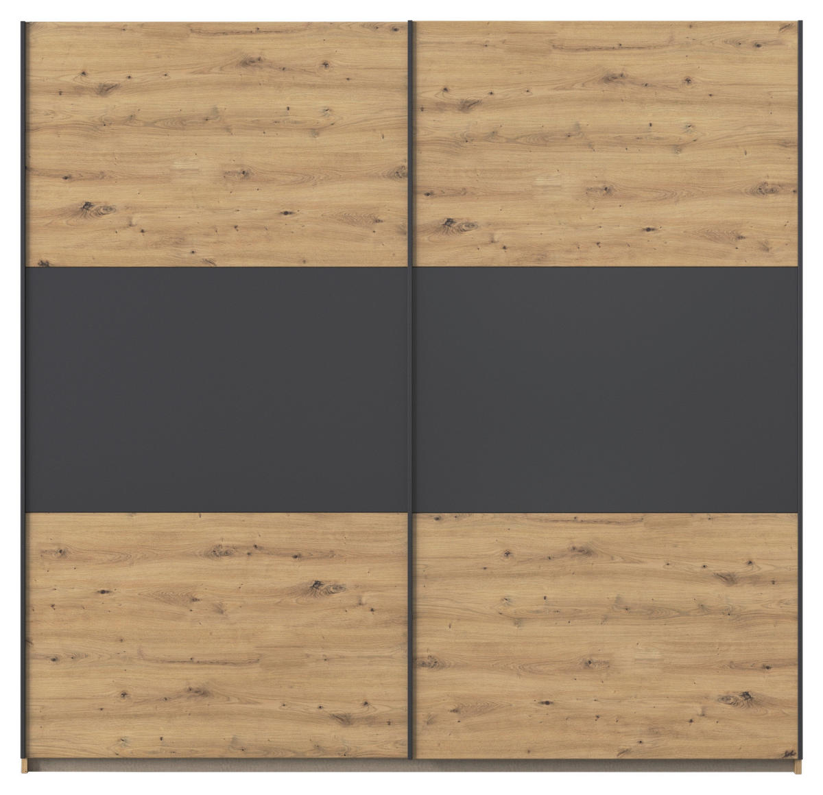 SCHWEBETÜRENSCHRANK in Grau, Alufarben, Eiche Artisan  - Alufarben/Eiche Artisan, Modern, Holzwerkstoff/Metall (218/210/59cm) - Rauch Möbel