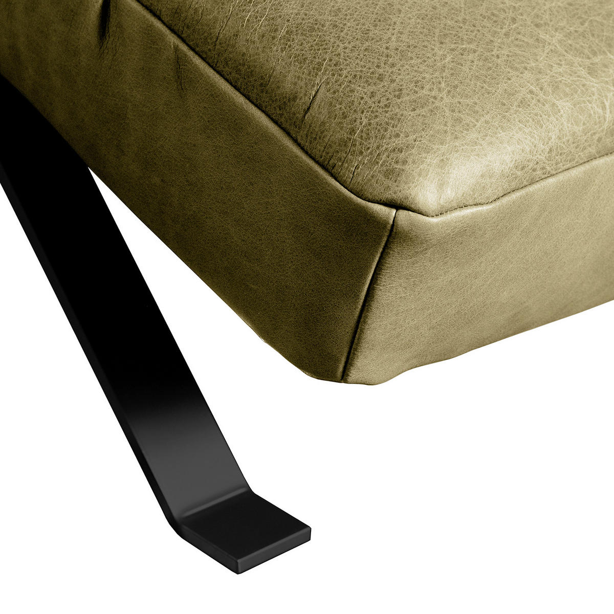 RELAXLIEGE Echtleder Olivgrün  - Schwarz/Olivgrün, Design, Leder/Metall (65/65-95/171cm) - Livetastic