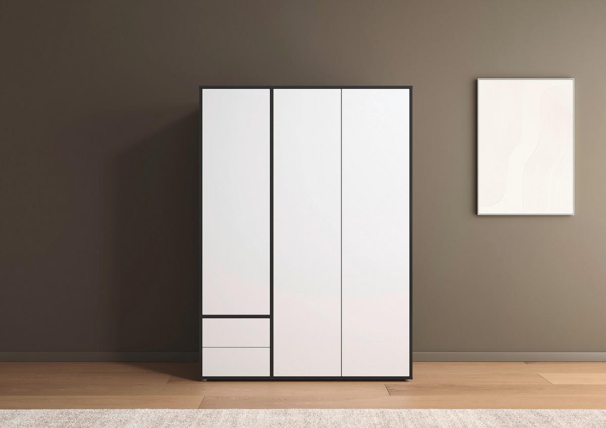 DREHTÜRENSCHRANK in Grau, Weiss  - Weiss/Grau, Modern, Holzwerkstoff (140/194/53cm) - Rauch Möbel