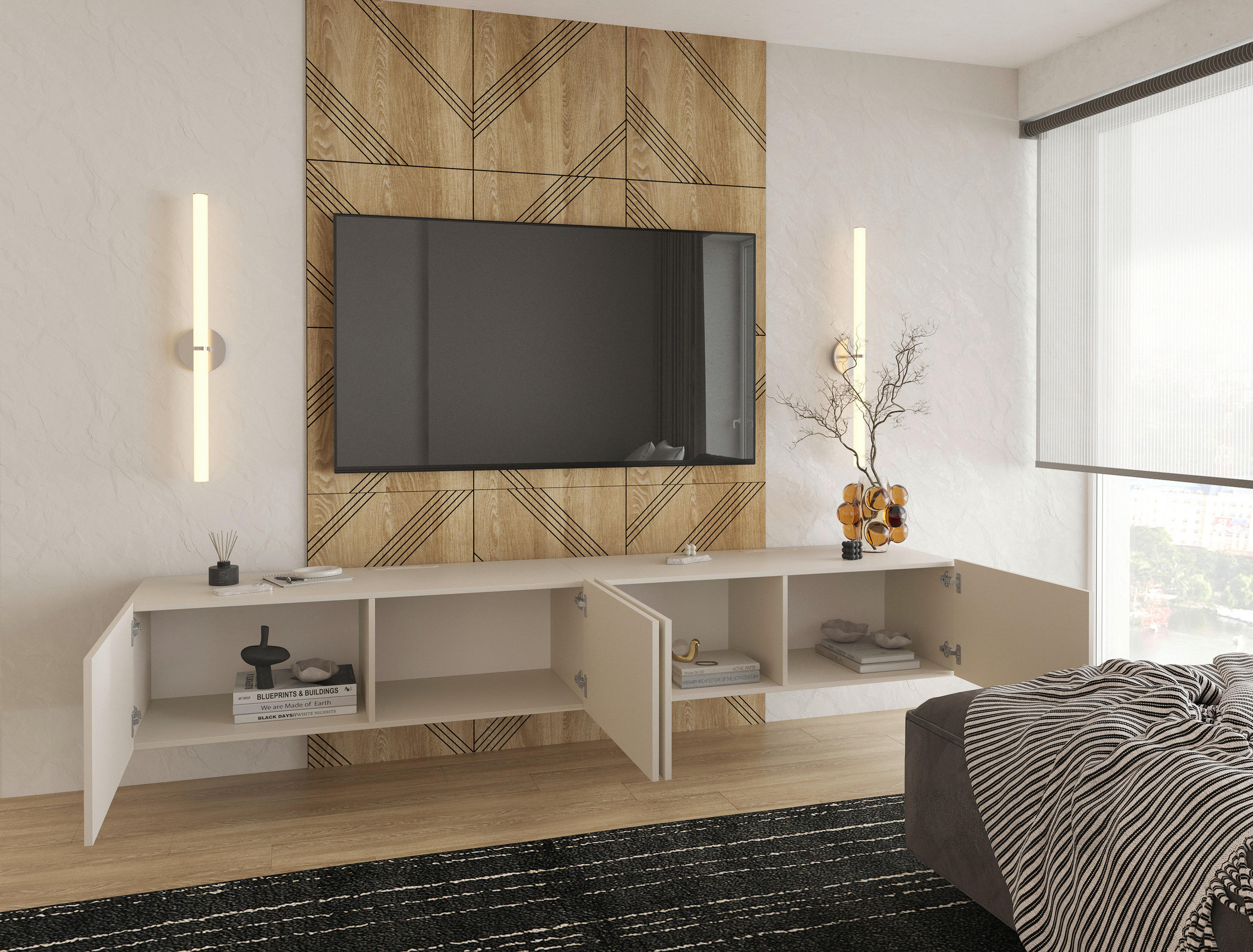 TV-BÄNK Newniq  i 120/36,7/45 cm  - beige, Design, trämaterial (120/36,7/45cm) - Hom`in