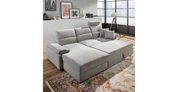 ECKSOFA in Flachgewebe Anthrazit  - Dunkelbraun/Anthrazit, KONVENTIONELL, Kunststoff/Textil (258/166cm) - Cantus