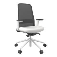 DREHSTUHL Schwarz, Weiß  - Schwarz/Weiß, MODERN, Leder/Kunststoff (70/103-115/70cm)