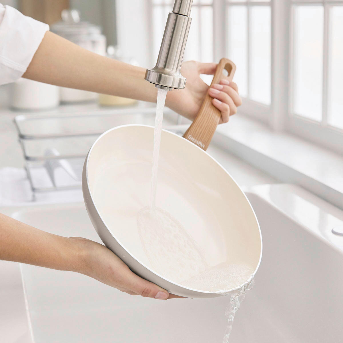 KOCHTOPFSET Essence 5-teilig  - Tannenholzfarben/Creme, Basics, Glas/Kunststoff - GreenPan