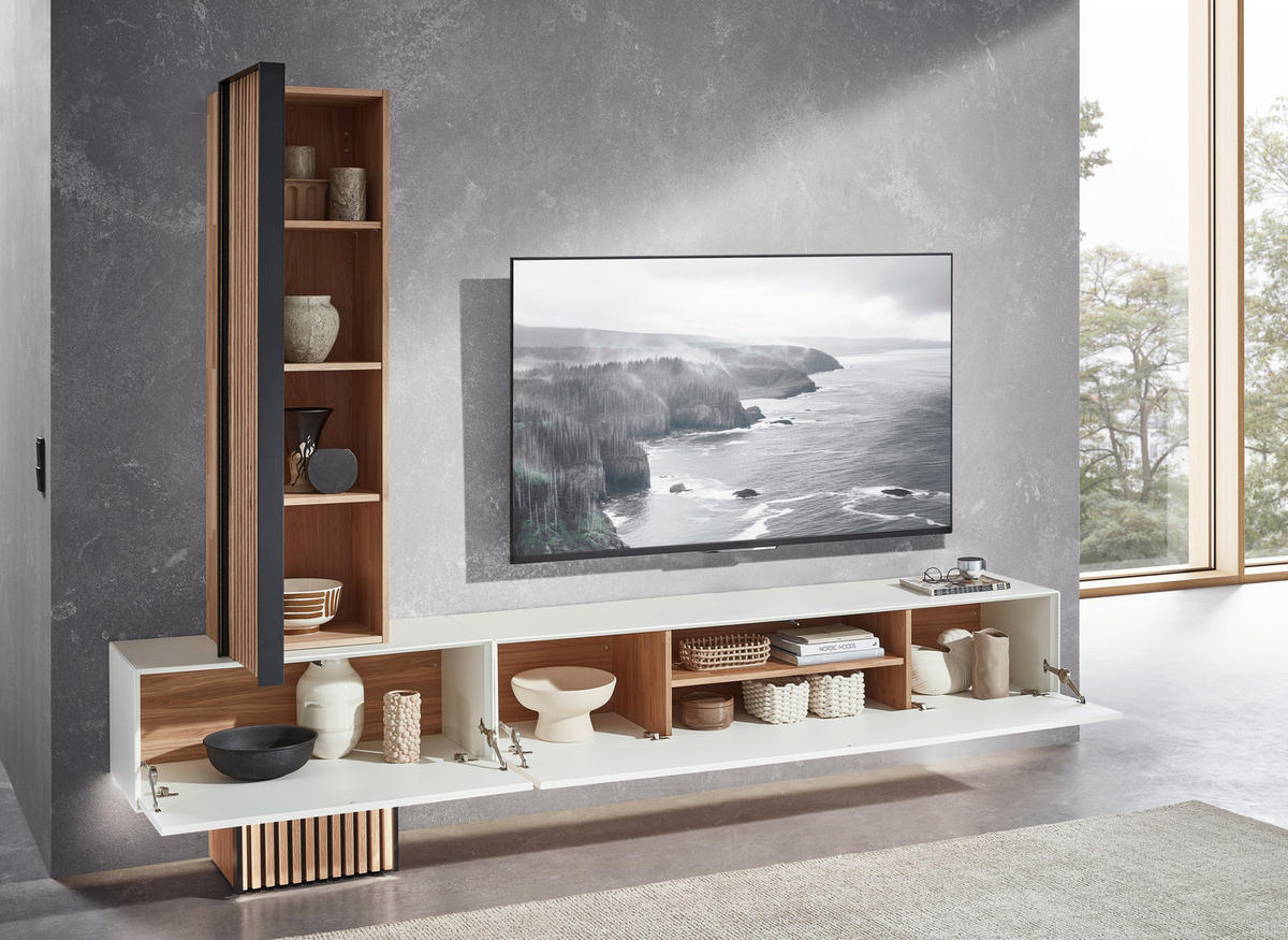 WOHNWAND  in Weiss, Eichefarben 288/220/44 cm  - Weiss/Eichefarben, Design, Holz (288/220/44cm) - Johann Jakob