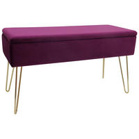 HOCKERBANK 75/42/30 cm Beere Metall  - Beere/Goldfarben, Design, Textil/Metall (75/42/30cm) - Echtwerk