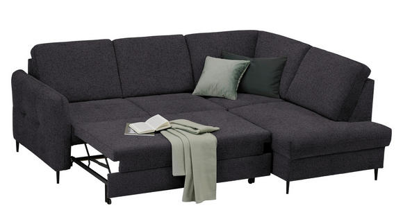 ECKSOFA Dunkelbraun Chenille - Dunkelbraun/Schwarz, MODERN, Holz/Textil (241/184cm) - Carryhome