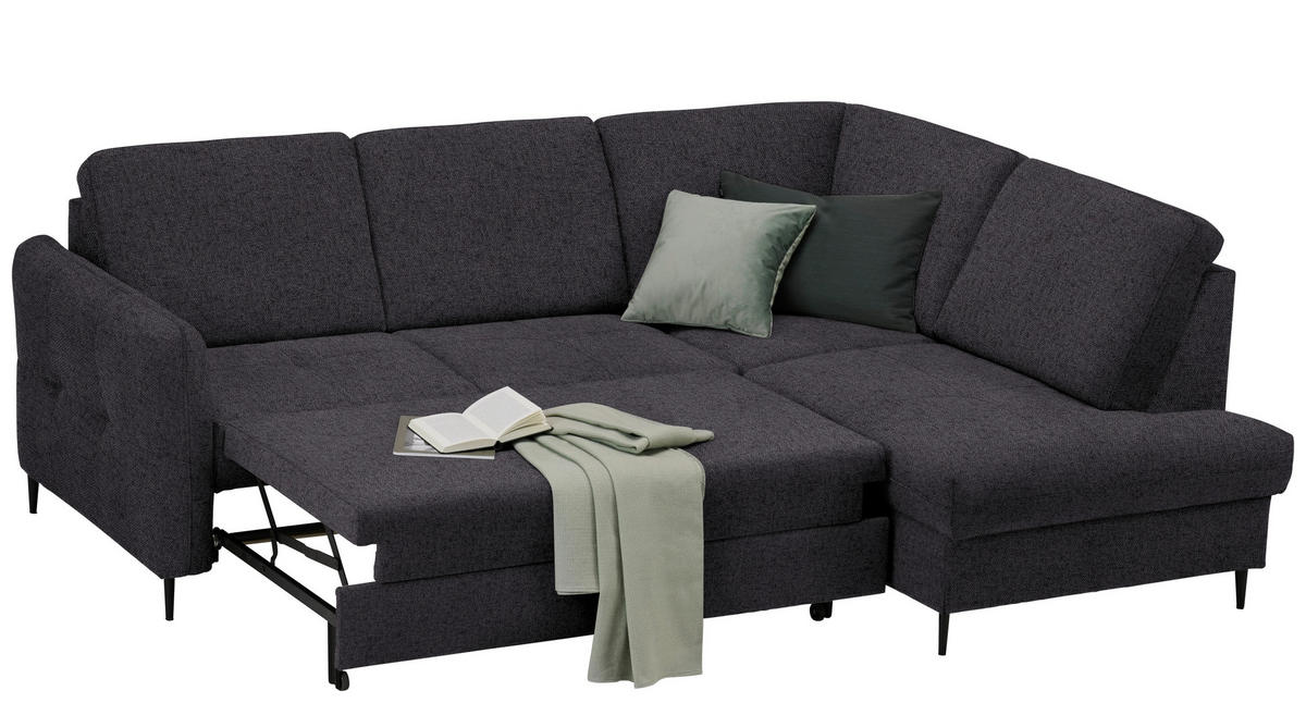 ECKSOFA in Chenille Dunkelbraun  - Dunkelbraun/Schwarz, Modern, Holz/Textil (241/184cm) - Carryhome