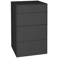 KOMMODE Imola, 52/89/42 cm, 2 Schublade(n)  - Anthrazit/Schwarz, Design, Glas/Holzwerkstoff (52/89/42cm) - Novel