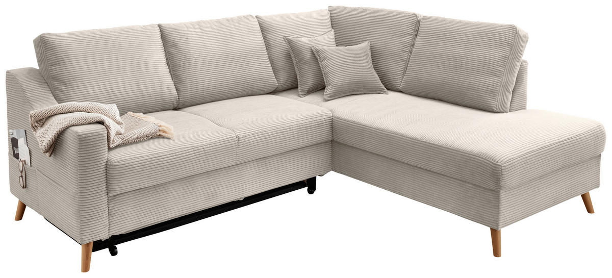 ECKSOFA Valentina Beige Cord  - Beige/Naturfarben, MODERN, Holz/Textil (230/200cm) - Livetastic