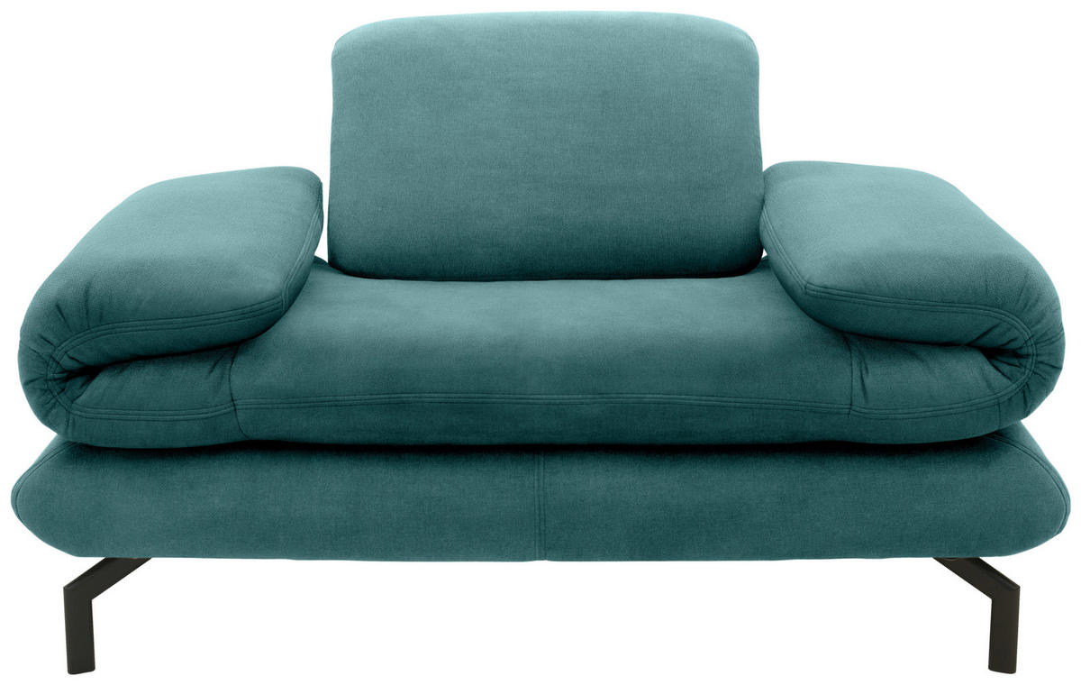 SESSEL Webstoff Petrol    - Petrol/Schwarz, Design, Textil/Metall (139/83/98cm) - LOOKS by W.Joop