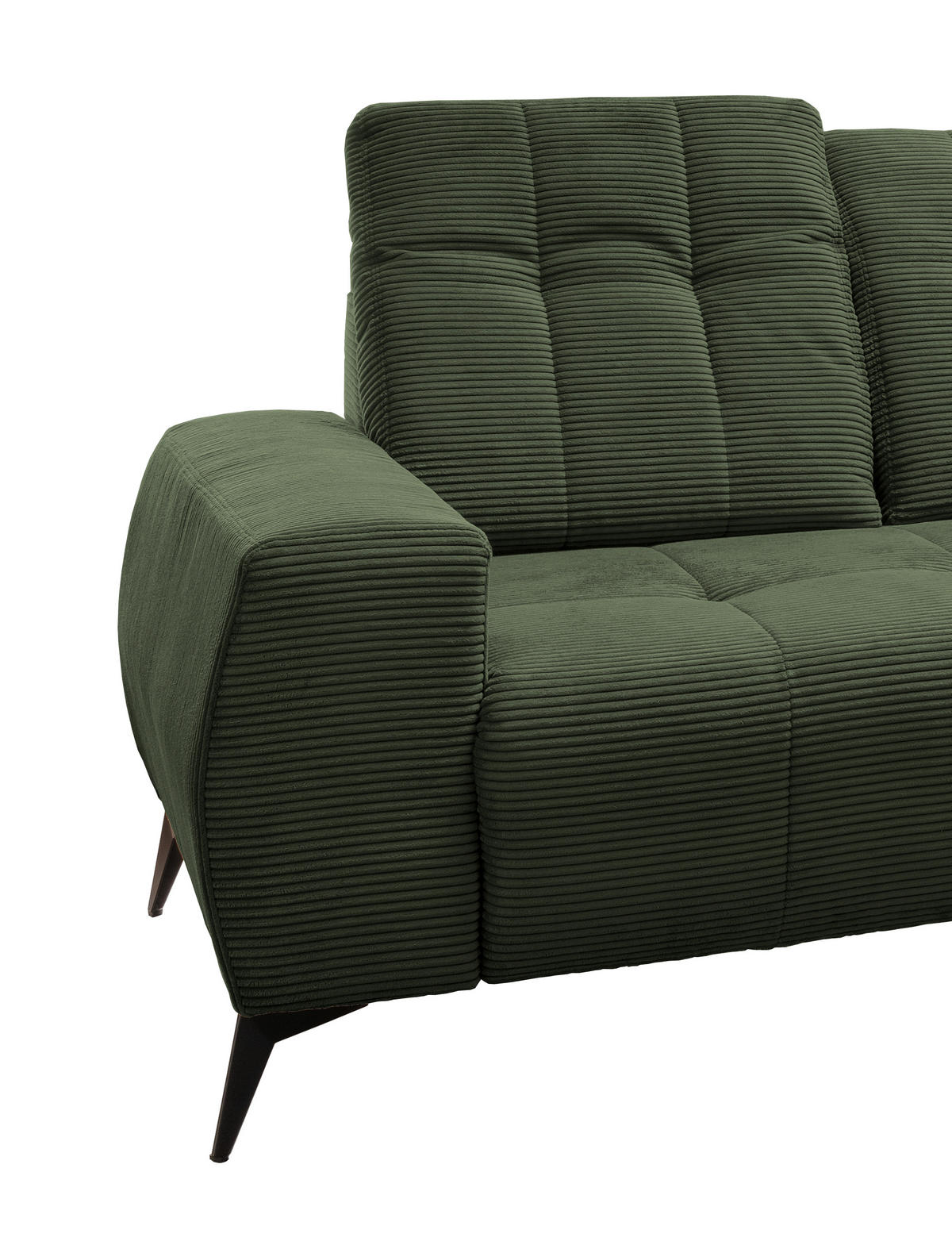ECKSOFA in Cord Dunkelgrün  258/180 cm  - Dunkelgrün/Schwarz, MODERN, Textil/Metall (258/180cm) - Livetastic