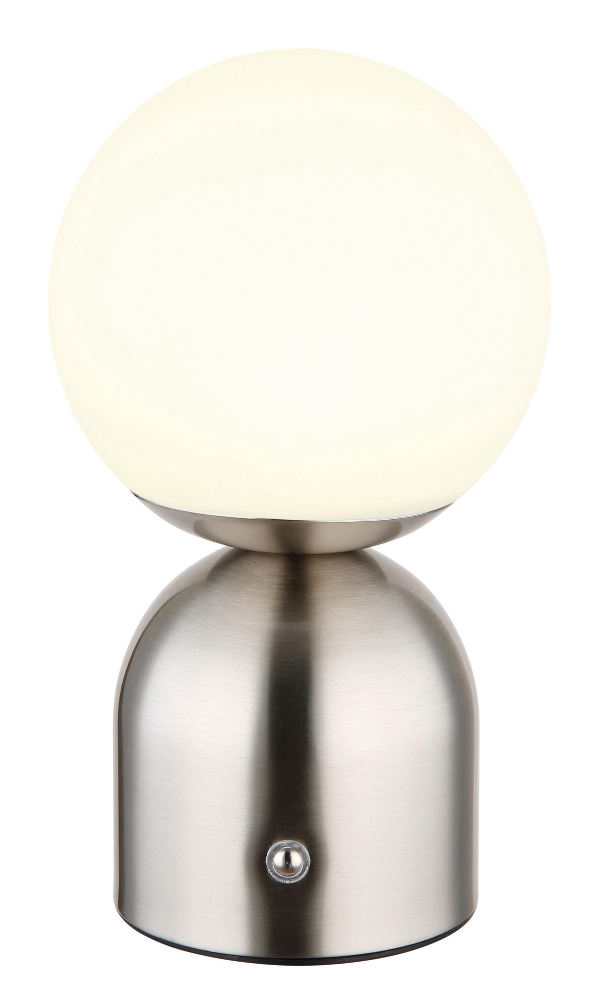 AKKU-TISCHLEUCHTE - Opal/Nickelfarben, Konventionell, Kunststoff/Metall (12/21cm) - Globo