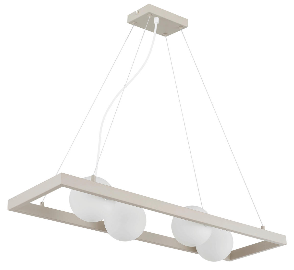 ZÁVĚSNÉ SVÍTIDLO, 84/24/150 cm  - bílá/pískové barvy, Design, kov/sklo (84/24/150cm) - Globo