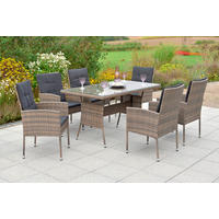 GARTENSET 19-teilig  - Braun/Grau, MODERN, Glas/Kunststoff - Gardenson
