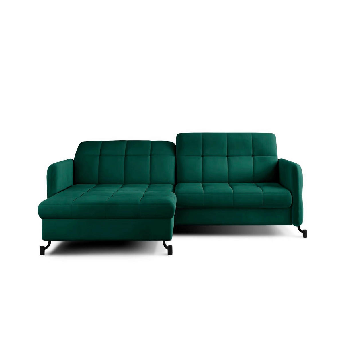 ECKSOFA Grün Samt  - Grün, Design, Textil/Metall (160/225cm) - MID.YOU