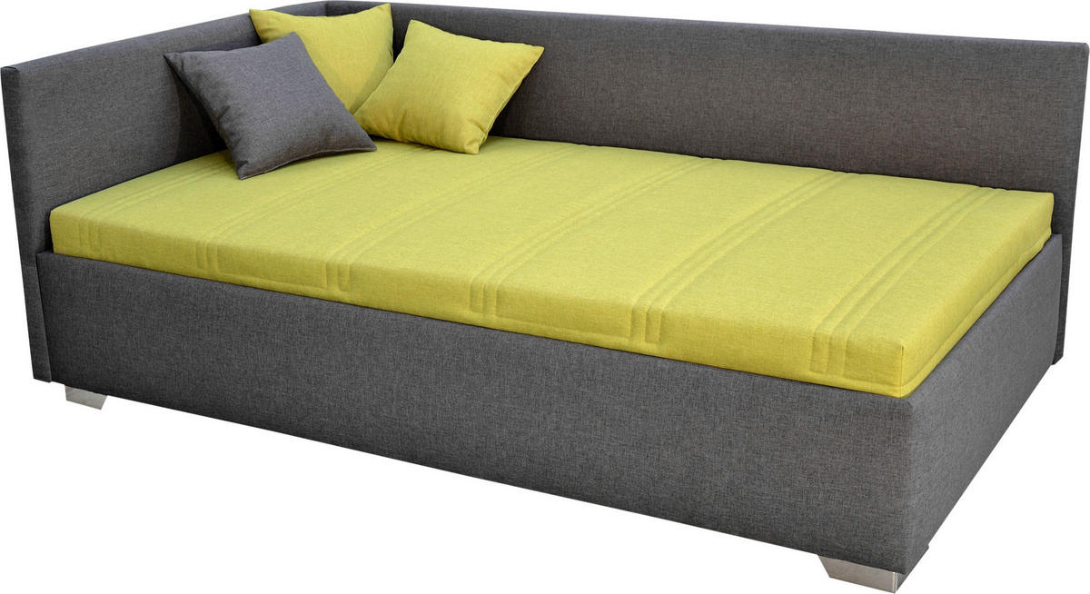 LEŽADLO, textil, 214/86/123 cm - limetková/sivá, Konventionell, kov/textil (214/86/123cm) - Blanar