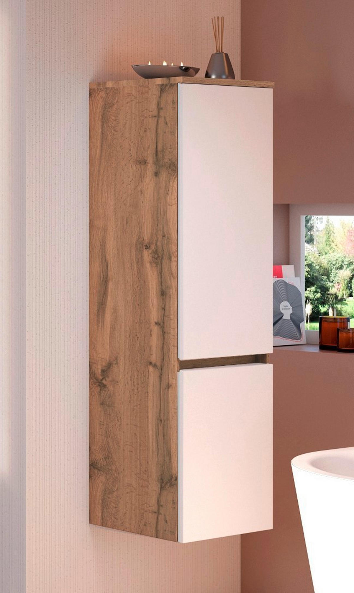 MIDISCHRANK 40/130/35 cm  - Eiche Wotan/Silberfarben, Design, Holzwerkstoff/Kunststoff (40/130/35cm) - Held