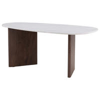 ESSTISCH furniert oval Hellgrau, Mokka  - Hellgrau/Mokka, Design, Holzwerkstoff (180/90/75cm) - Livetastic