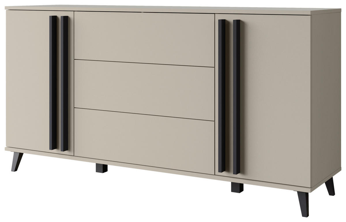 SIDEBOARD Helsinki  in 150/77,8/39,5 cm  - Beige/Schwarz, Trend, Holzwerkstoff/Kunststoff (150/77,8/39,5cm)