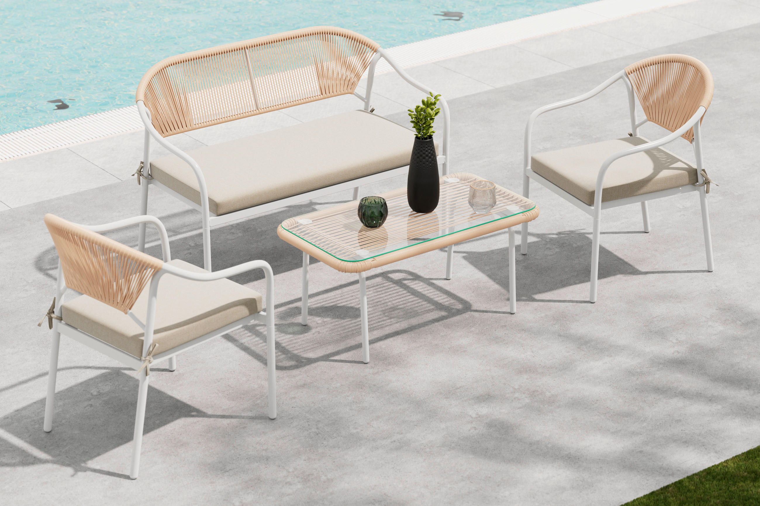 GARTENSET Webstoff Eisen  - Klar/Creme, MODERN, Glas/Kunststoff - Ambia Garden