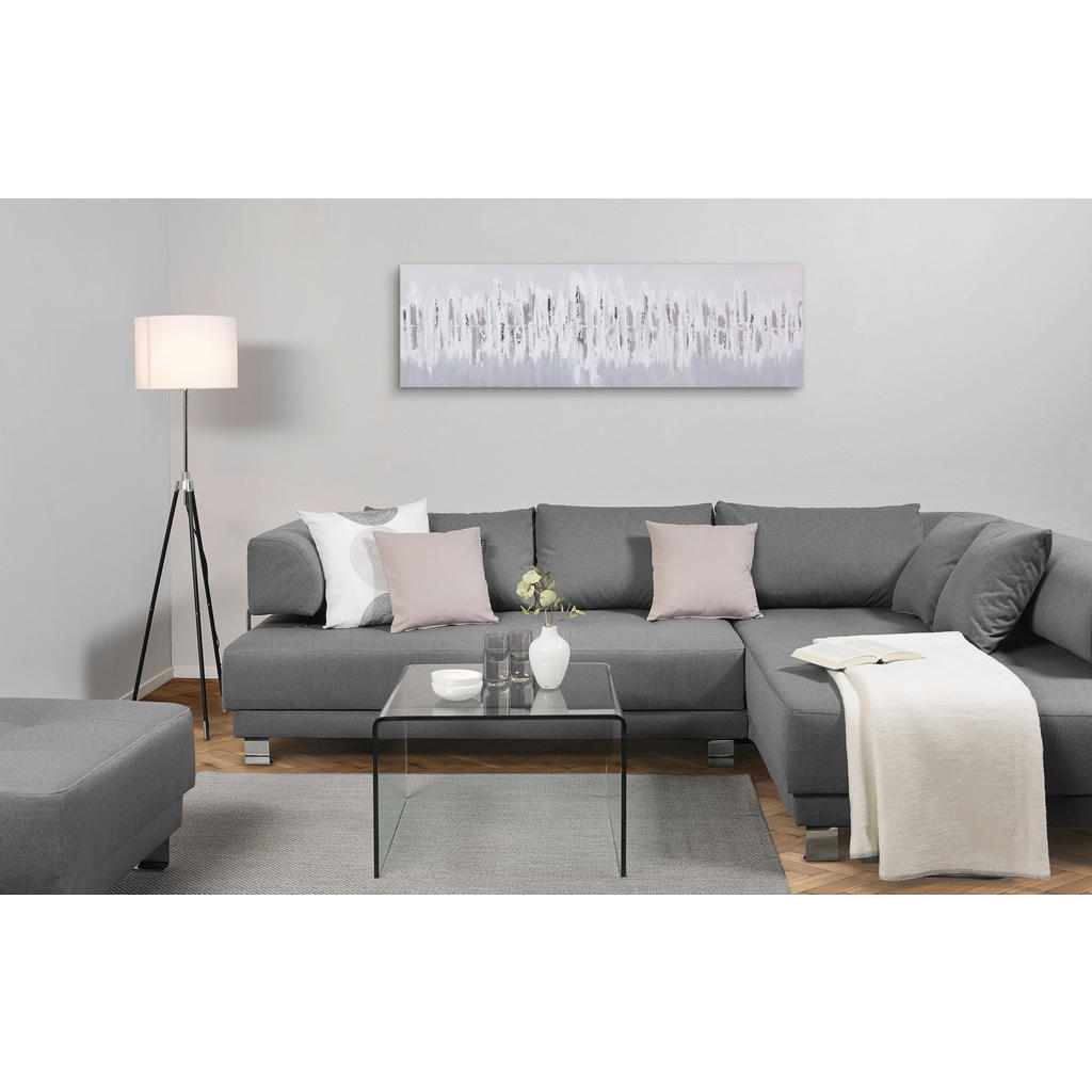 Thumbnail - Monee Ölgemälde, Grau, Silber, Weiß, Holz, Textil, Kiefer, massiv, rechteckig, 180x55 cm, handgemalt, Bilder und Zubehör...
