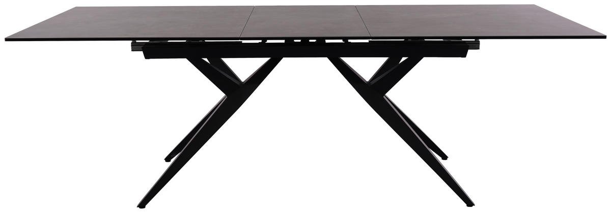 ESSTISCH in Metall, Glas, Keramik 180-230/95/76 cm  - Schwarz/Grau, Design, Glas/Keramik (180-230/95/76cm) - Novel