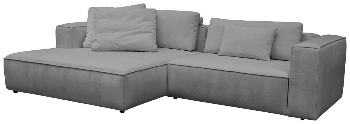 ECKSOFA Grau Chenille Rücken echt  - Schwarz/Grau, MODERN, Kunststoff/Textil (185/296cm) - Hom`in