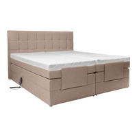 BOXSPRINGBETT 180/200 cm,  in Haselnussfarben, gepolstertes Kopfteil, Topper, motorische Verstellbarkeit, Fernbedienung, Matratzen, H3 = fest  - Schwarz/Haselnussfarben, Basics, Kunststoff/Textil (180/200cm) - Moderano
