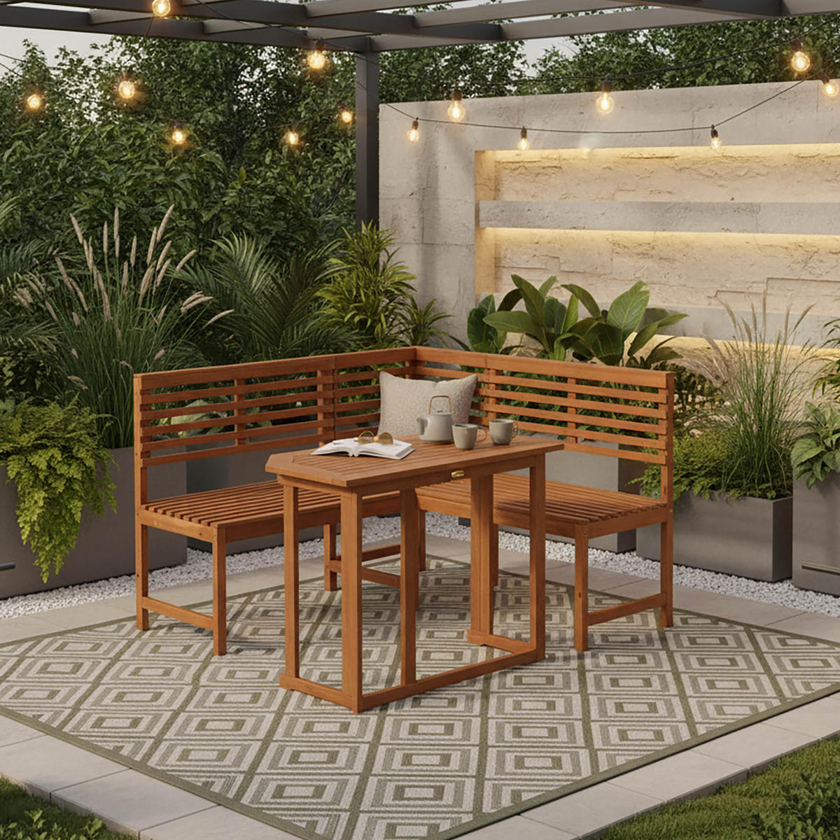 GARTENTISCHGRUPPE  - Naturfarben, KONVENTIONELL, Holz (90/51/75cm) - Gardenson