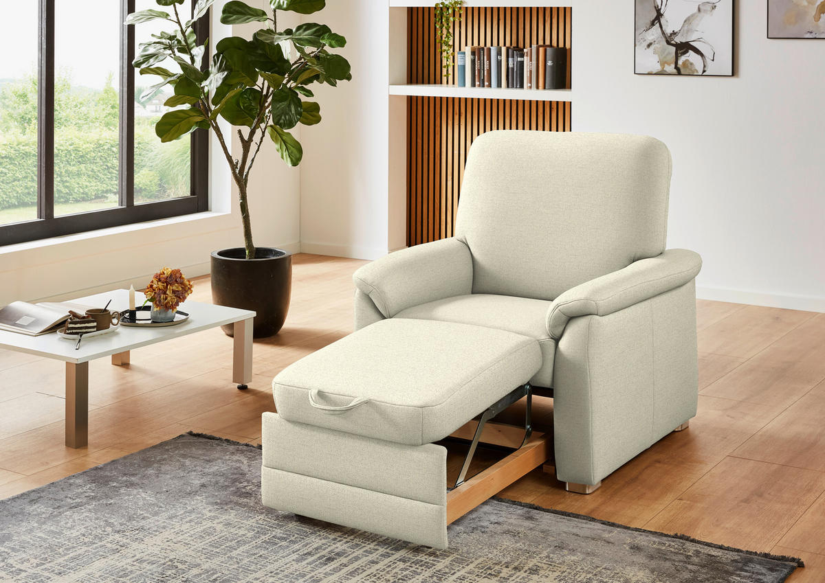 SESSEL Chenille Beige  - Beige/Alufarben, Konventionell, Textil/Metall (88/96/89cm) - Beldomo Comfort