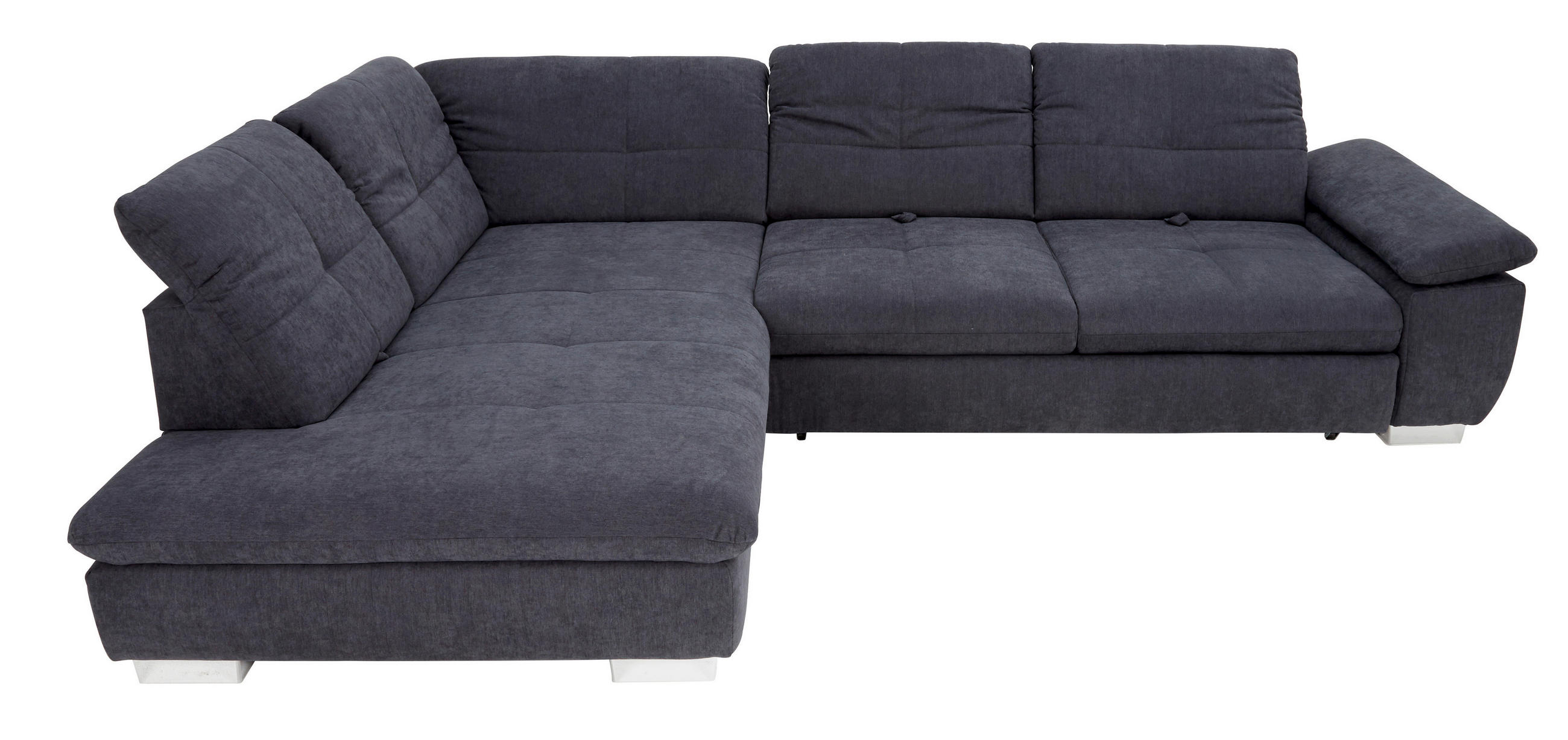 ECKSOFA Dunkelgrau Chenille  - Chromfarben/Dunkelgrau, Design, Textil (242/313cm) - Xora