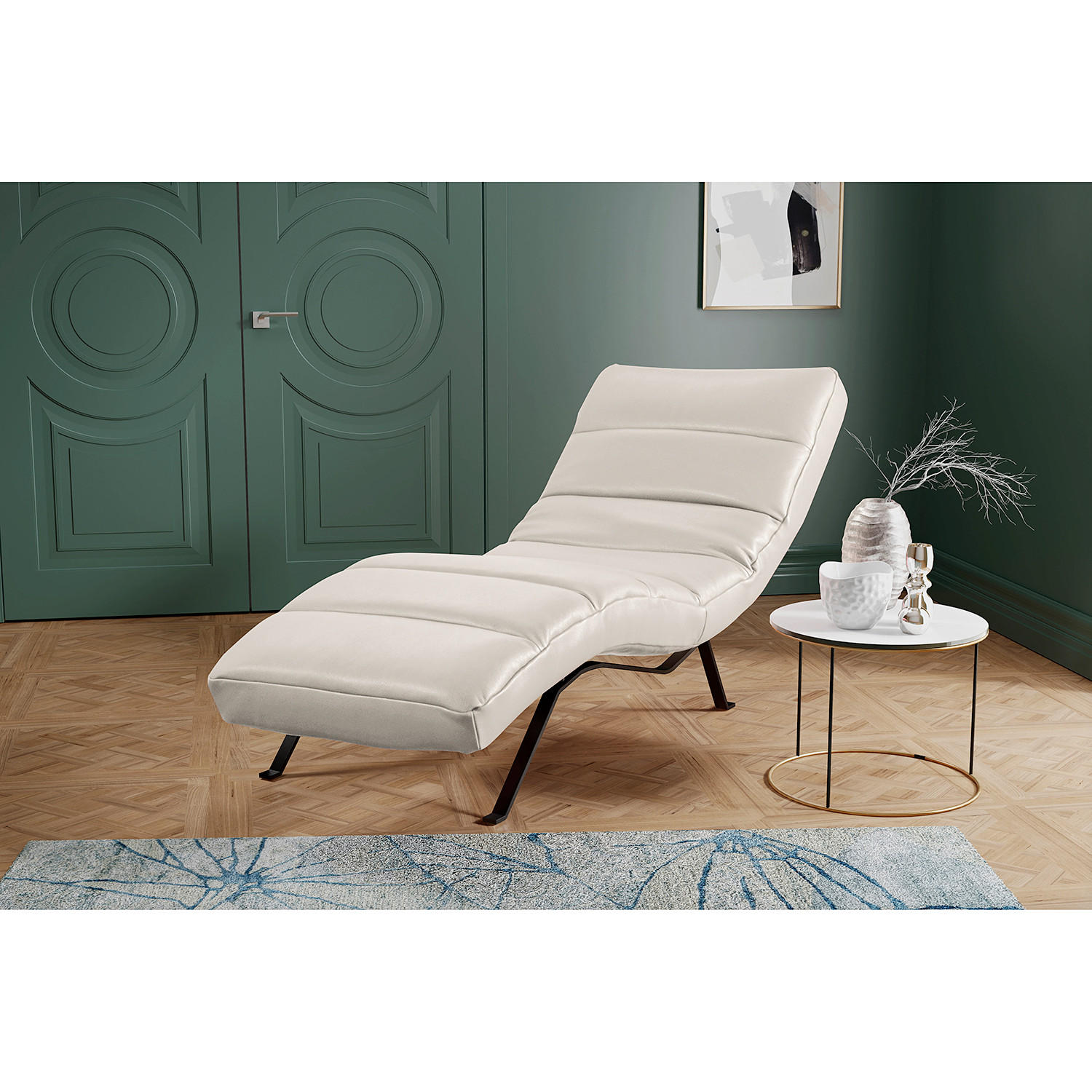 RELAXLIEGE Echtleder Grau  - Schwarz/Grau, Design, Leder/Metall (65/65-95/171cm) - Livetastic