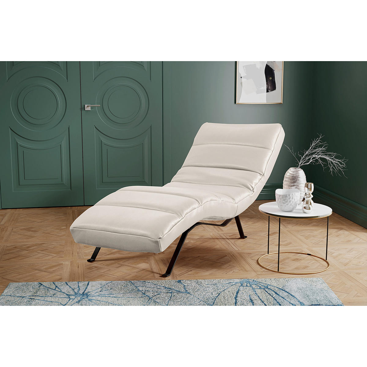 RELAXLIEGE Echtleder Grau  - Schwarz/Grau, Design, Leder/Metall (65/65-95/171cm) - Livetastic