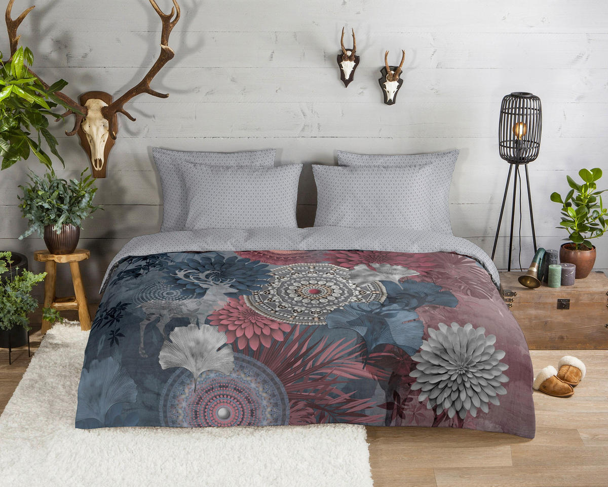 BETTWÄSCHE HIP Flanell, Biber 140/200 cm  - Bordeaux/Anthrazit, Basics, Textil (140/200cm)