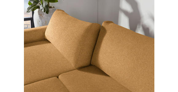2,5-SITZER  in Flachgewebe Currygelb  - Currygelb/Schwarz, Design, Kunststoff/Textil (240/70/125cm) - Xora