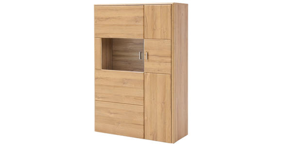 HIGHBOARD Eichefarben 94/139/39 cm - Eichefarben/Silberfarben, KONVENTIONELL, Glas/Holzwerkstoff (94/139/39cm) - Cantus