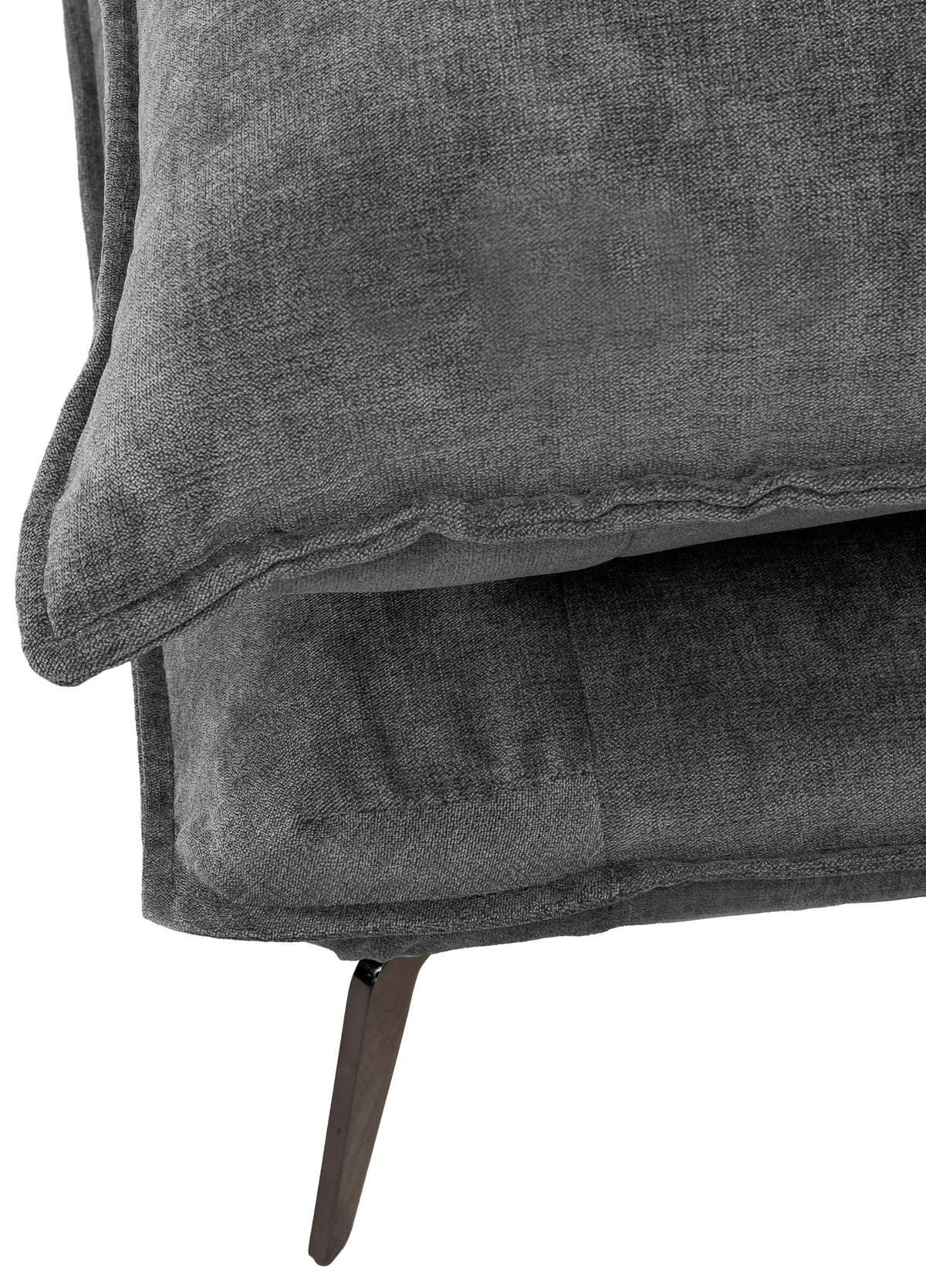 ECKSOFA in Webstoff Anthrazit  - Anthrazit/Schwarz, Design, Textil/Metall (338/165cm) - Hom`in