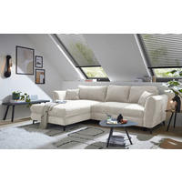 HÖRNBÄDDSOFFA 3-sits i chenille elfenbensfärgad  - svart/elfenbensfärgad, Basics, textil/plast (286/192cm) - Livetastic