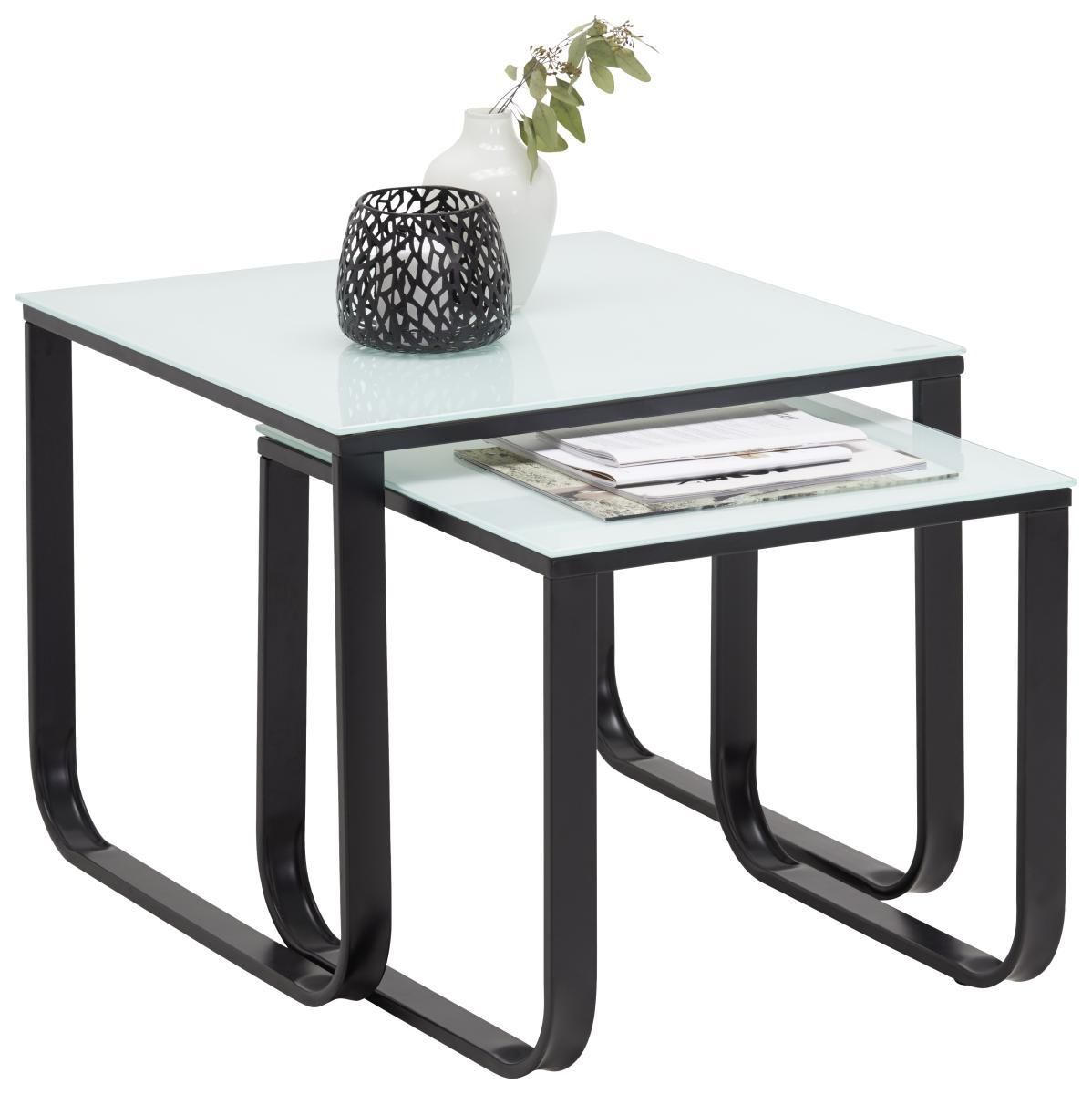 SET MIZ, bela, temno siva  - temno siva/bela, Design, kovina/steklo (45/55/45/55/45/40cm) - Carryhome