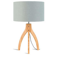 TISCHLEUCHTE GOOD&MOJO 36/54 cm  - Hellgrau/Naturfarben, Trend, Holz/Textil (36/54cm) - Good & Mojo