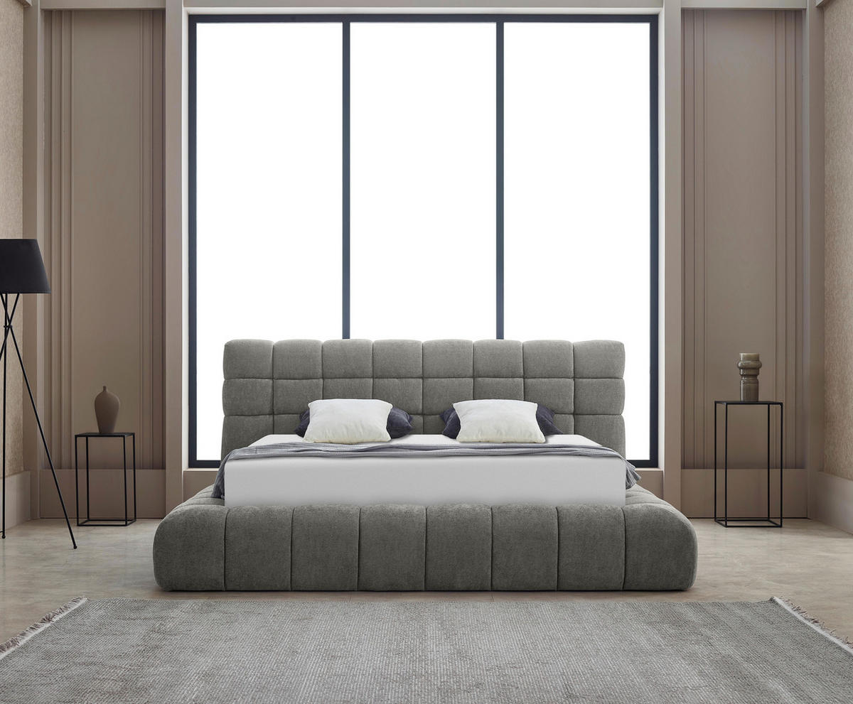 POLSTERBETT 180/200 cm  in Grau  - Blau/Schwarz, Modern, Kunststoff/Textil (180/200cm) - Livetastic