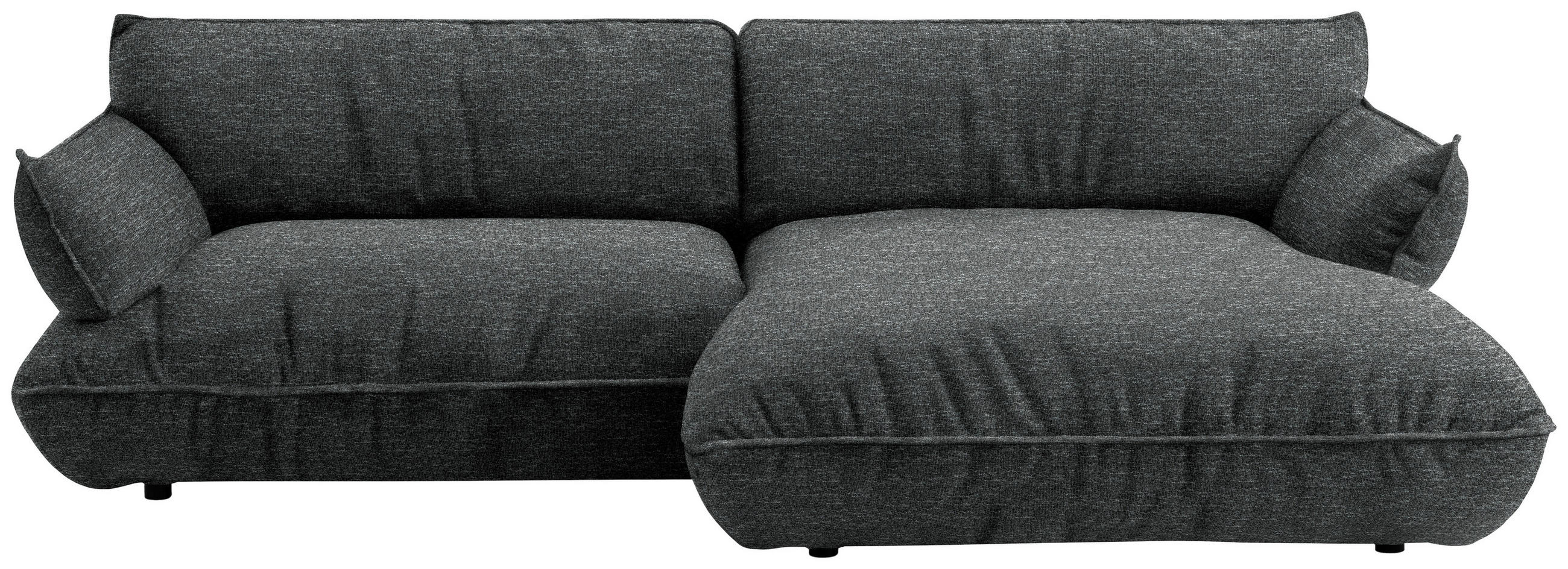 ECKSOFA Flachgewebe Anthrazit  - Anthrazit/Schwarz, Design, Kunststoff/Textil (264/185cm) - Belluti