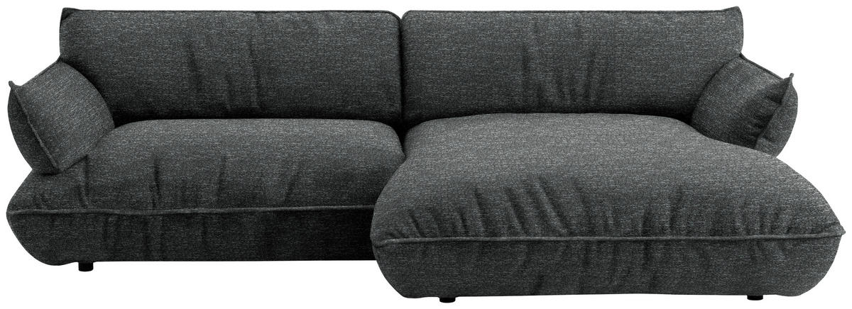 ECKSOFA  in Flachgewebe Anthrazit  264/185 cm  - Anthrazit/Schwarz, Design, Kunststoff/Textil (264/185cm) - Belluti