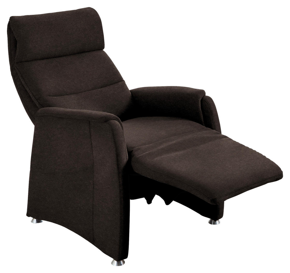 FERNSEHSESSEL in Flachgewebe Dunkelbraun  - Dunkelbraun/Alufarben, Konventionell, Textil/Metall (69/111/83cm) - Cantus