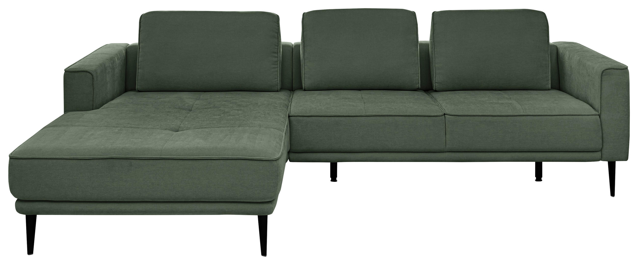 ECKSOFA Dunkelgrün Flachgewebe  - Dunkelgrün/Schwarz, KONVENTIONELL, Textil/Metall (193/279cm) - SetOne by Musterring