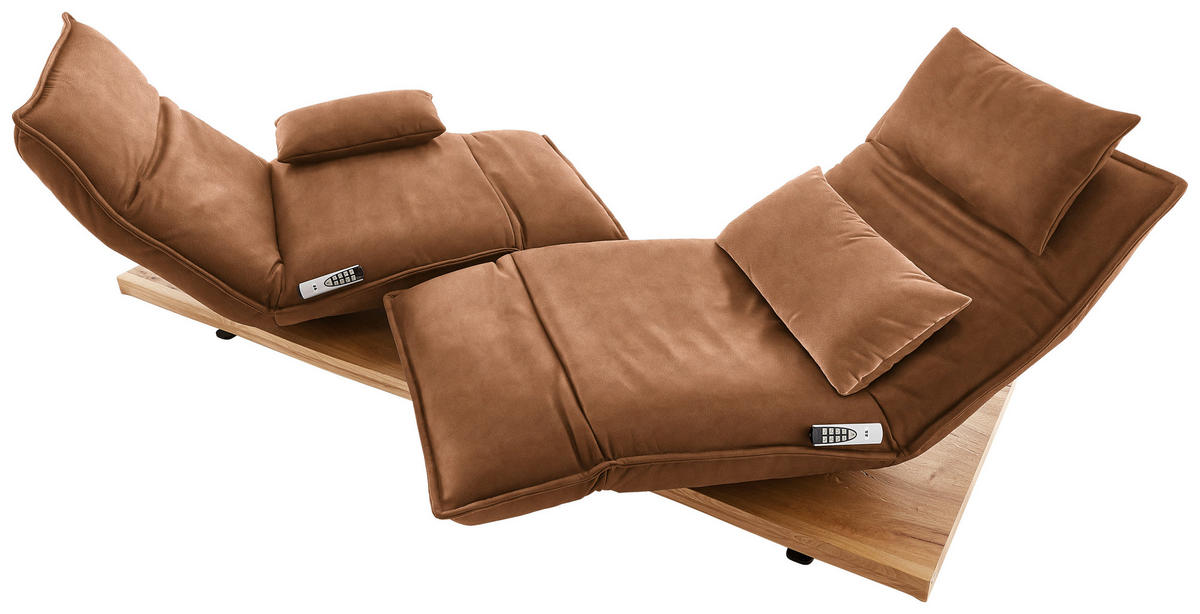 2-SITZER-SOFA in Echtleder Hellbraun  - Hellbraun/Eichefarben, Natur, Leder/Holz (240/63/115cm) - Koinor