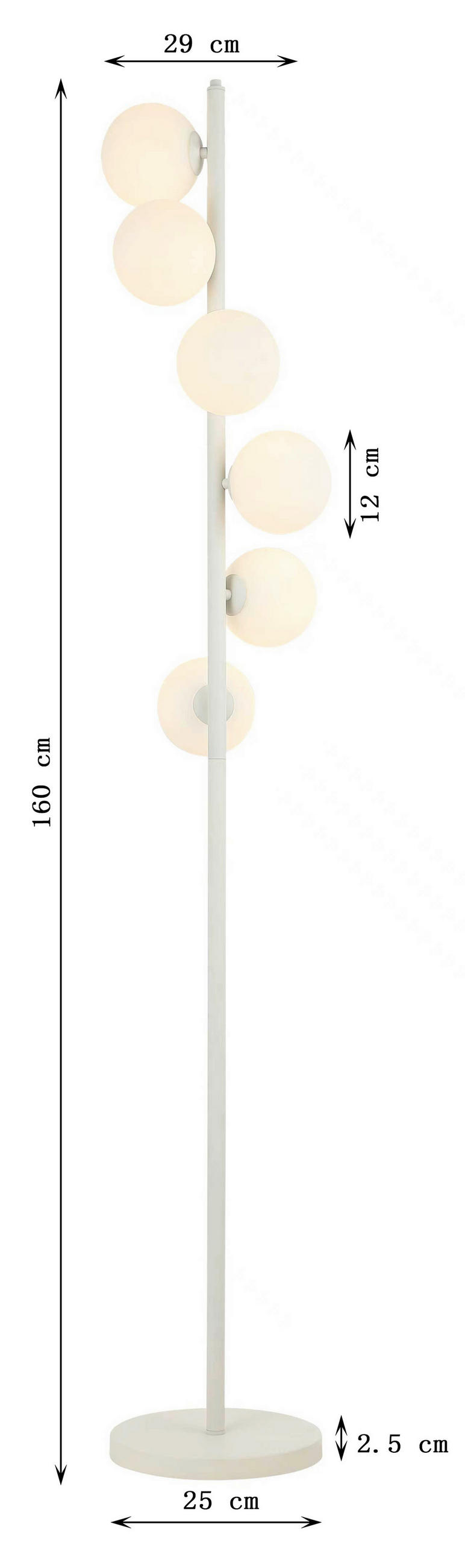 STEHLEUCHTE  28/160/28 cm   - Weiß, Design, Glas/Metall (28/160/28cm) - Kare-Design