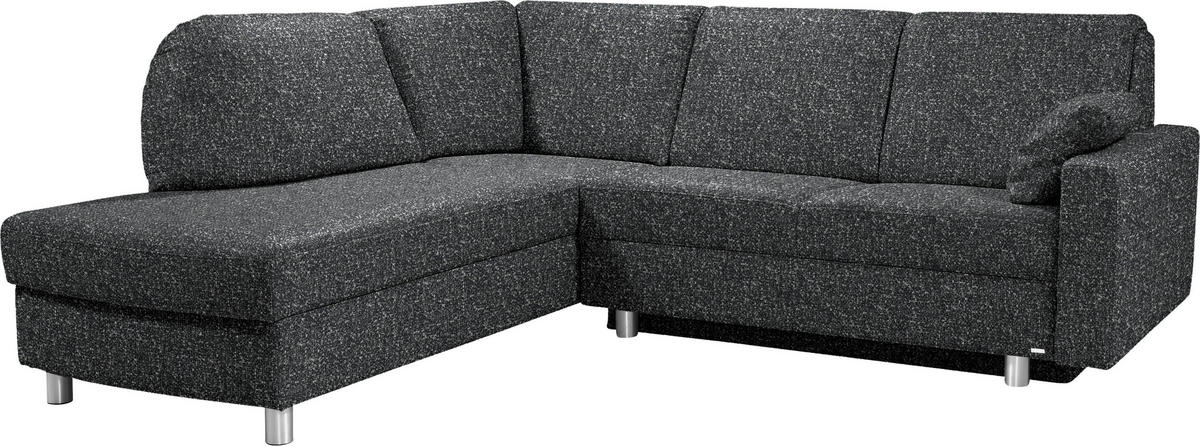ECKSOFA  in Mikrovelours Anthrazit  208/227 cm  - Anthrazit/Alufarben, KONVENTIONELL, Textil/Metall (208/227cm) - Sedda