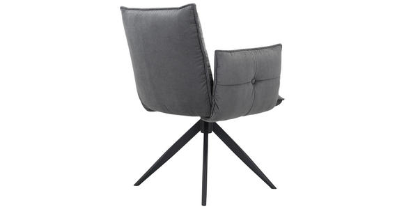 ARMLEHNSTUHL in Eisen Cord - Anthrazit/Schwarz, Design, Textil/Metall (63,5/85/63,5cm) - Novel