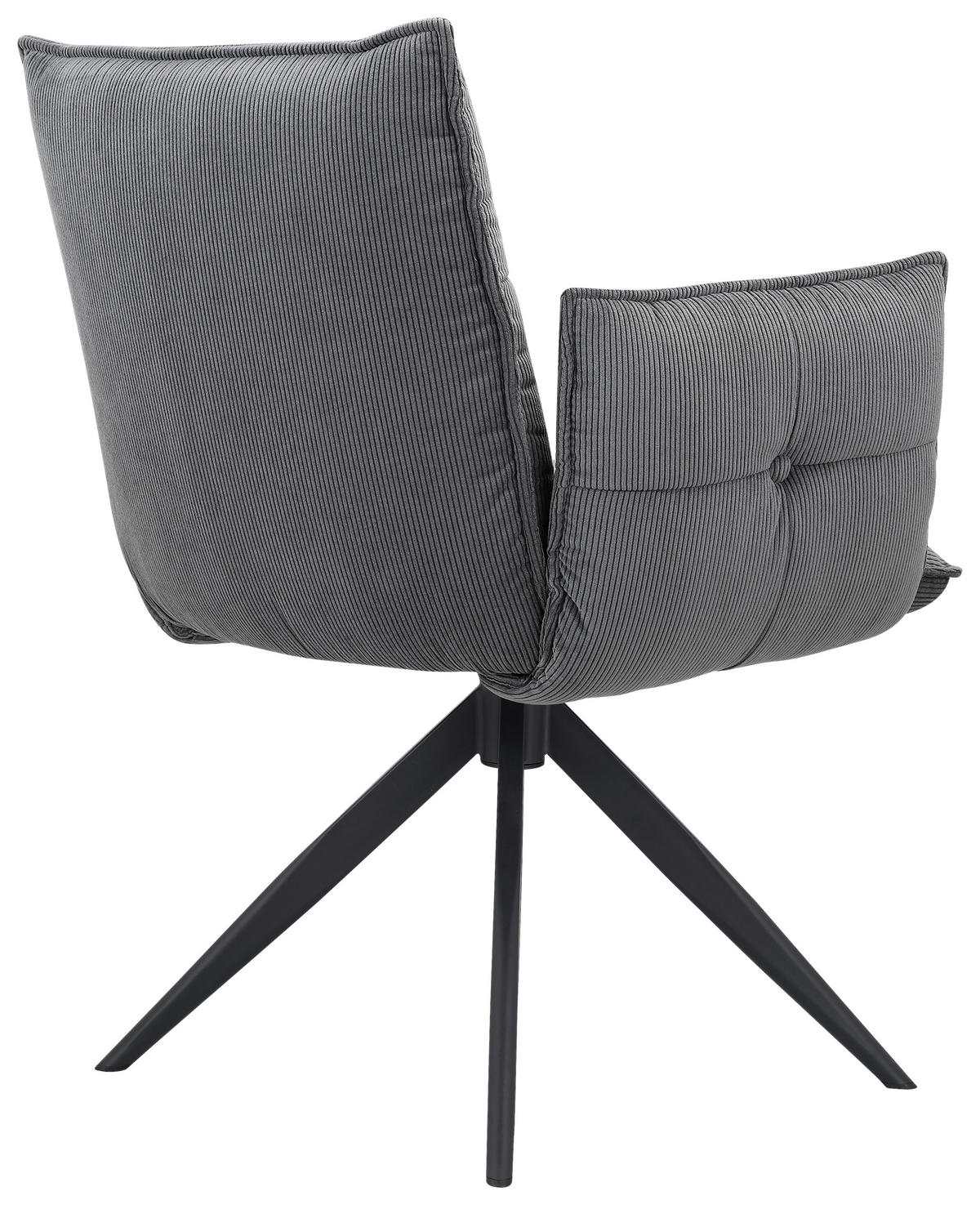 ARMLEHNSTUHL  in Eisen Cord  - Anthrazit/Schwarz, Design, Textil/Metall (63,5/85/63,5cm) - Novel